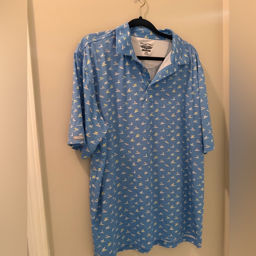 Straight Down Blue Dogs surfing Golf Polo
